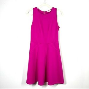 TED BAKER LONDON Skater Dress Exposed Zipper Hot Pink Tank Scuba Neoprene 2